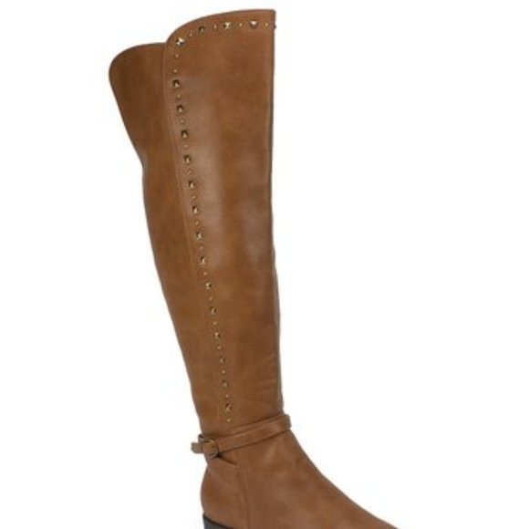 Cognac Wide-Calf Studded Ferrell Boot - 9 - Picture 2 of 2